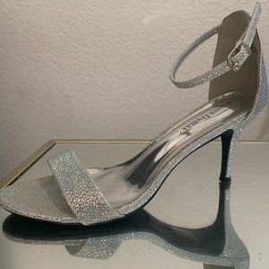 Silver sparkle wedding heels / Women's Size 8